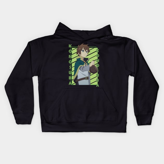 Kazuma Satou Kono Subarashii Sekai ni Shukufuku wo Color Stripe Kids Hoodie by CarolIrvine